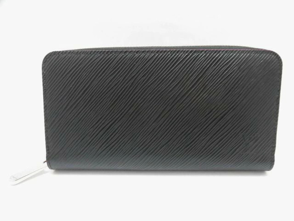 LOUIS VUITTON Zippy Wallet Round Zipper Long Epi Noir Black Hot Pink